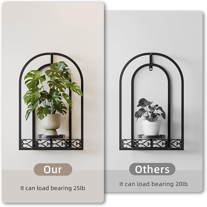 3 Pack Metal Wall Planter Arch Frame Hanging Plant Stand, Modern Black Iron Wall Decor for Indoor Outdoor Living Room, Balcony, Garden, Decorative Wall Mounted Plant Holder Set (3 Pack-Black)