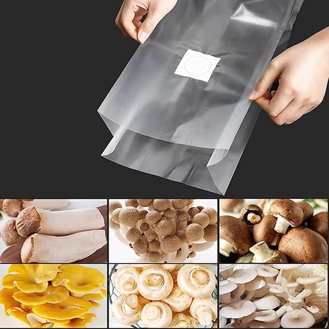 Mushroom Grow Bags, 50 Pack Mushroom Spawn Bags, 5" x 4" x 20", 6 Mil Thick Durable,Tear Resistant, 0.2 Micron Porosity Resistant High Pressure Spawning