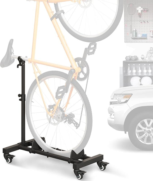 Vertical Bike Stand, Freestanding Bike Rack Garage Storage Upright Bicycle Floor Stand Indoor Bike Holder with Adjustable Height for Garage & Apartment - for Wheels Sizes up to 29”
