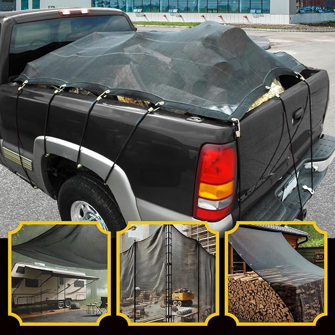 Core Tarps 60% Black Shade Cloth with Grommets - 4 X 15 FT Heavy Duty Mesh Tarp - Sun Shade Cloth for Garden Vegetables Plants Greenhouse Outdoors Backyard Fences Dump Trucks Patio Mesh Shade Tarp