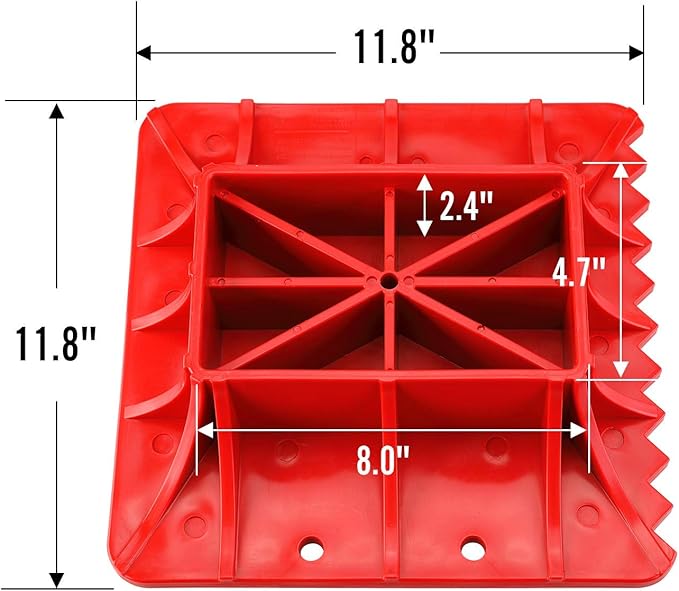 Seven Sparta Off-Road Base Compatible with Hi Lift Jack PP Pad to Alleviate Jack Hoisting Sinkage (Red)
