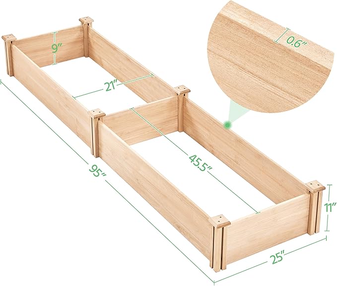 Yaheetech 8×2ft Wooden Horticulture Raised Garden Bed Divisible Elevated Planting Planter Box for Flowers/Vegetables/Herbs in Backyard/Patio Outdoor, Natural Wood, 95 x 25 x 11in