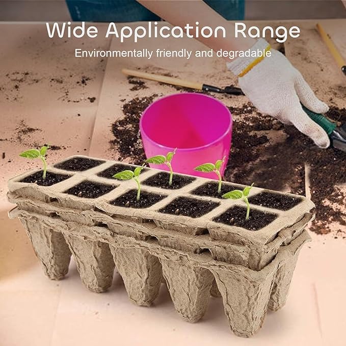 GROWNEER 360 Cells Peat Pots Seed Starter Trays 36 Packs Biodegradable Seedling Pots Germination Trays Organic Plant Starter Kit with 15 Pcs Plant Labels