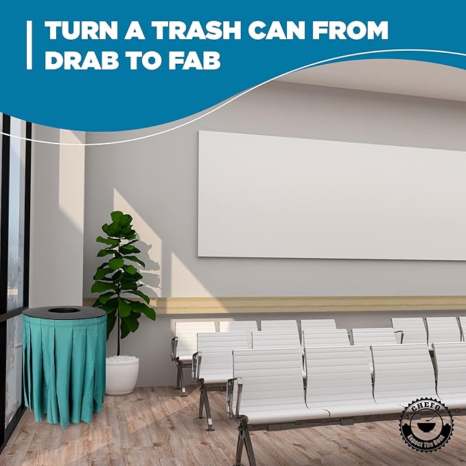 Black Trash Can Topper Cover With Solid Pleated Skirt | Designed to Fit 32 & 35 Gallon Trash Cans | Elegant Party Supplies for Weddings, Banquets, Birthday Parties & More (Black Top Green Skirt)