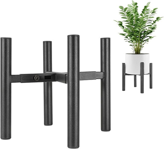 Adjustable Metal Plant Stand Black, Fits 6-10 Inch Heavy Duty Flower Pots Holder - Floor Single Plant Stands Indoor Outdoor for Corner Planter Outside Potted Plants (Pot Not Included)