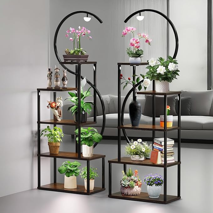 Plant Stand Indoor with Grow Lights, Large Plant Stands for Indoor Plants Multiple, 67" Tall Plant Shelf Indoor with 5 Lights Tiered Plant Holder, Lighted Corner Plant Stand for Home Decor