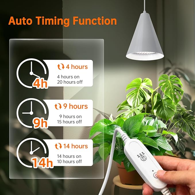 Bstrip Hanging Grow Light, 25W Full Spectrum Plant Lights for Indoor Plants, 16.4FT Power Cord, 5000K with Timer Function