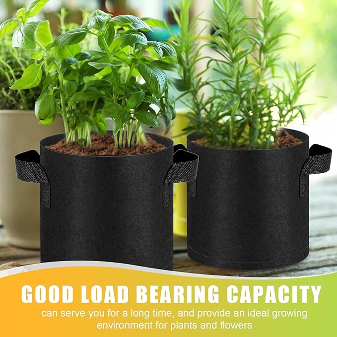 Nuanchu 100 Packs 2 Gallon Grow Bags Bulk Aeration Fabric Pot with Handles Thickened Nonwoven Garden Bags to Healthy Root Growth Vegetables Heavy Duty Grow Pots Planting Bag Planter for Flower Fruits
