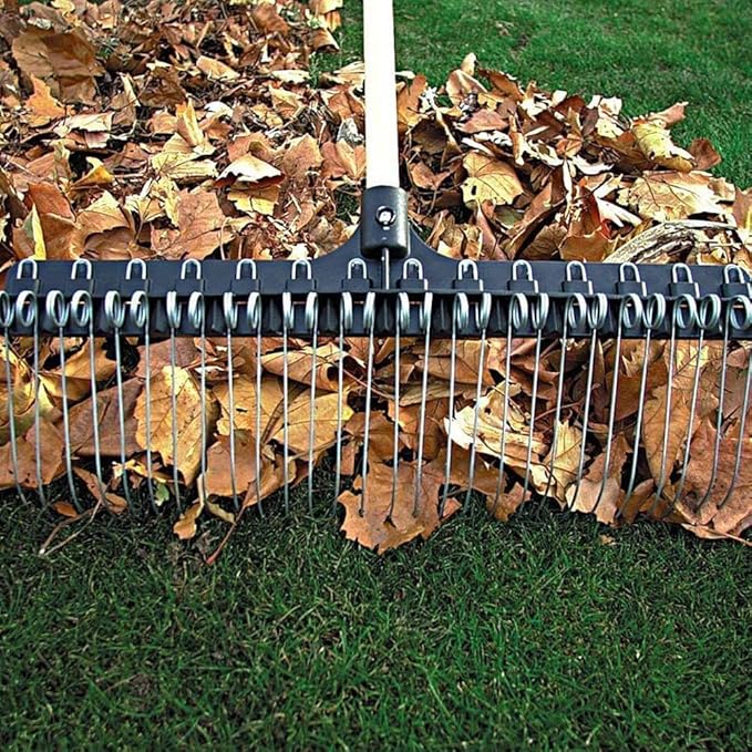 THE GROUNDSKEEPER II Rake 55-inch Lightweight Fiberglass Handle, 21-inch Head, Durable Steel Tines for Gardening, De-Thatching or Professional Landscaping (6-Pack)