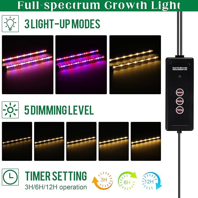 Seed Starter Kit 40-Cell Seed Starter Tray with Grow Lights Full Spectrum Seedling Heat Mat 40 Peat Pellets Seed Starting Soil Plant Labels Garden Tools for Germination Seeds Growing, Green