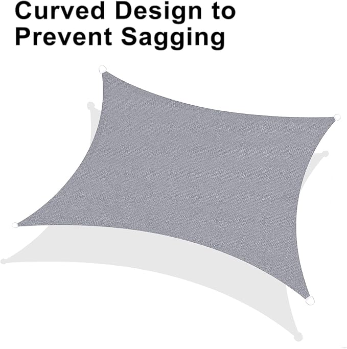 LOVE STORY Custom Size 12'x15' Silver Grey Sun Shade Sail Rectangle UV Block Canopy Patio Sail Sunshades Fabric for Outdoor Garden Carport (We Make Custom Size)