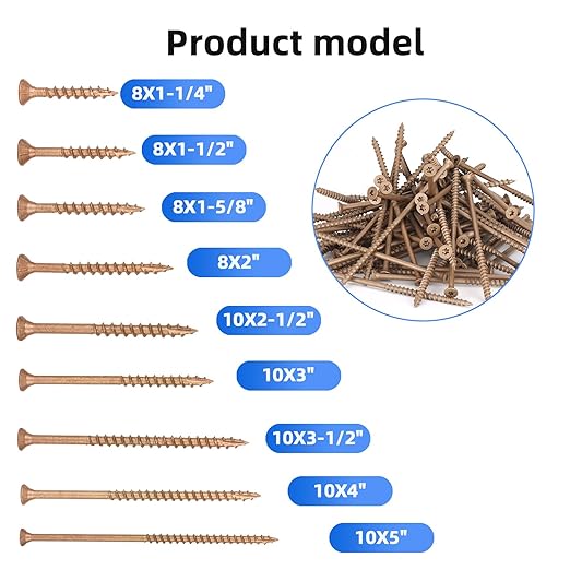 Deck Screws #10 x 3’’, T25 Star Torx Drive Flat Head Wood Screws, Brown, 5lb