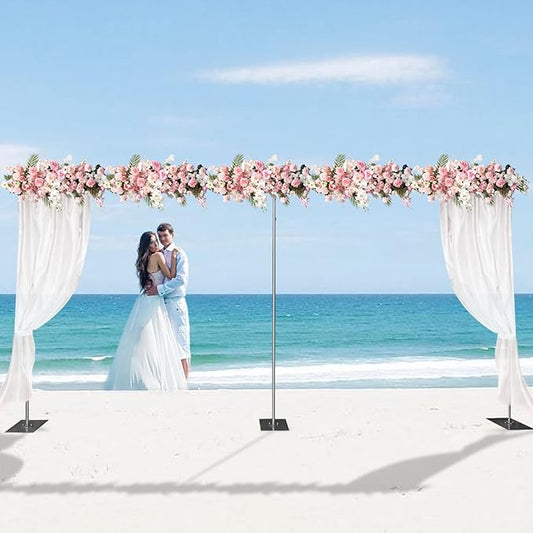 Wedding Arch Backdrop Stand Silver 19.7 * 9.8FT Adjustable Wedding Arches for Ceremony Metal Balloon Arch Stand Garden Arbor Frame for Wedding Birthday Party Baby Shower