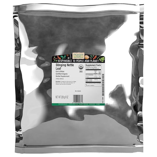 Frontier Co-op Organic Stinging Nettle Leaf, Cut and Sifted - For Making Nettle Tea - Kosher | 16 Ounce (Pack of 1)