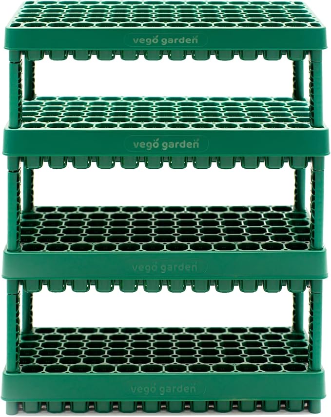 Vego garden 10" x 20" 76 Cells Seed Starter Tray Stackable Seedling Starting Germination Trays for Plants Planting Vegetables Herbs Flowers, 4 Sets