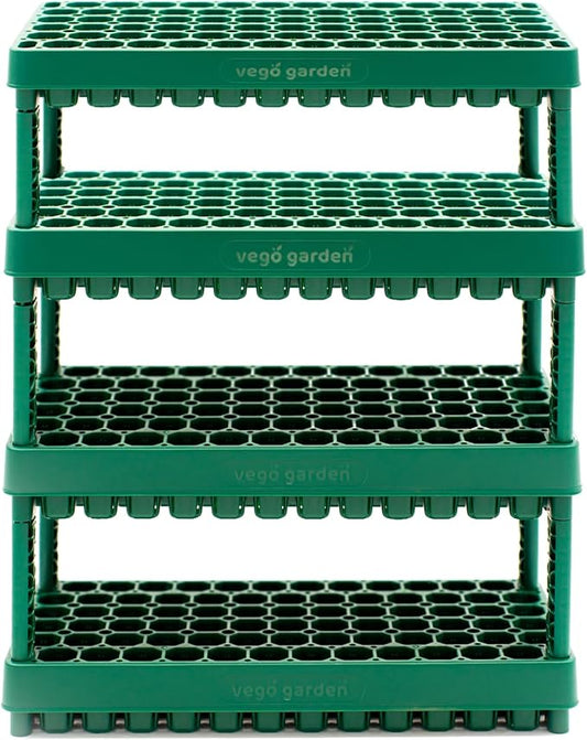 Vego garden 10" x 20" 76 Cells Seed Starter Tray Stackable Seedling Starting Germination Trays for Plants Planting Vegetables Herbs Flowers, 4 Sets