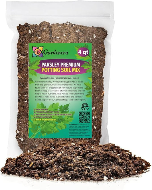 Gardenera Parsley Potting Mix - Promote Strong Roots and Culinary Excellence with Our Premium Blend - 4 Quart