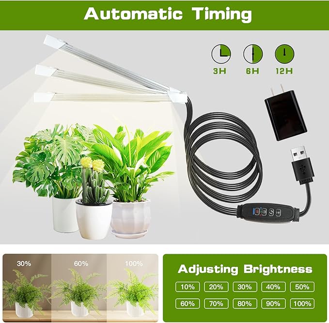 Plant Stand with Grow Light, Plant Shelf with Grow Light, 8-Tiered Metal Plsnt Shelf with Full-Spectrum Grow Lights and 4 Wheels for Multiple Indoor Plants