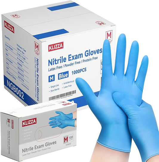 Nitrile Gloves Disposable Blue, Latex & Powder Free Rubber Gloves Safe for Food Prep, Cooking, Kitchen, Cleaning, Exam