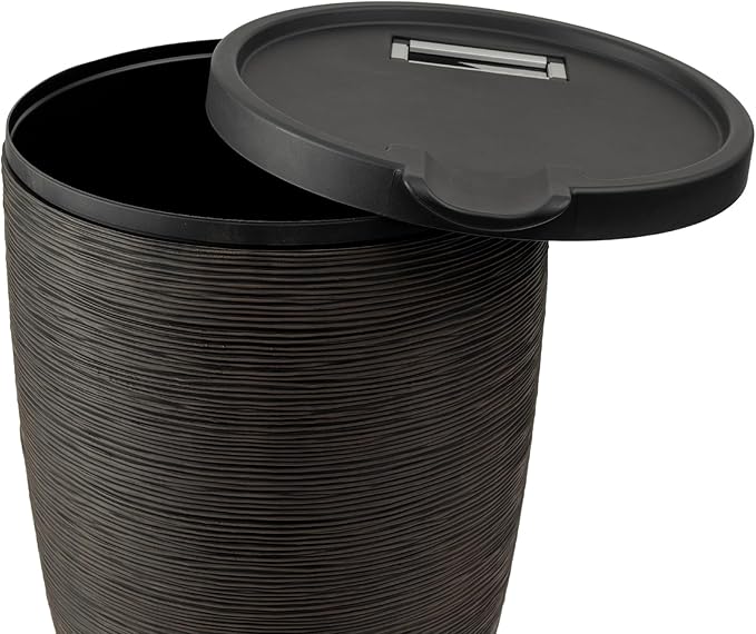 RTS Home Accents Newport 50‑Gallon Flat‑Back Rain Barrel with Stand & Planter Bundle – Bronze | Removable Lid, UV-Stabilized Outdoor Water Storage