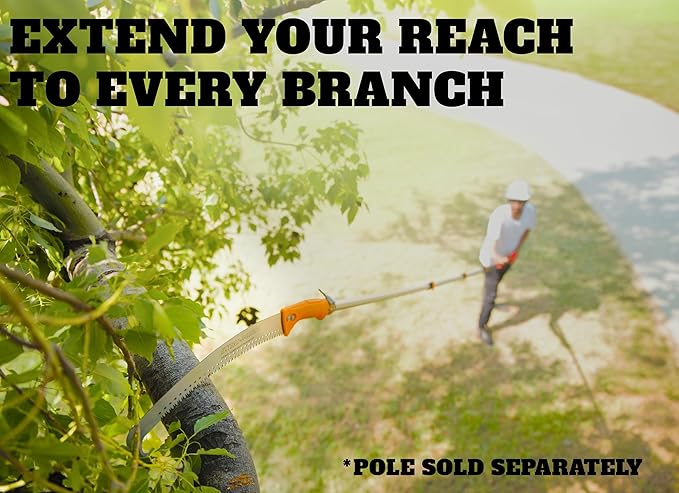 Pruning Manual Hand Saw // Hand Held or with Extension Manual Pole Saw for Tree Trimming // Fits All Extension Poles with Standard US Acme Thread // Tree Limb Hand Saw (Pole Sold Separately)