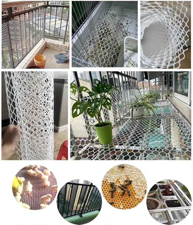 Plastic Poultry Netting Chicken Wire Fencing Net, Large Poultry Netting for Gardening, Dog/Rabbit/Deer, Temporary Barrier Outdoor Fence(Size:Mesh 0.47in-3.3ft Wx98ft L,Color:White)