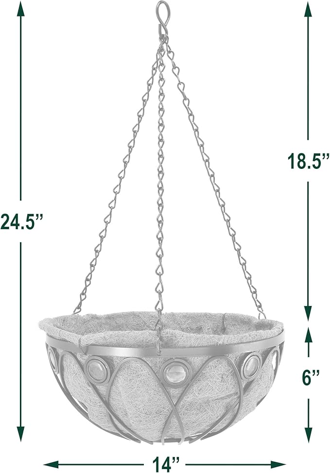 Arcadia Garden Products CB01 Emerald Series Round Hanging Basket Planters, 14-Inch