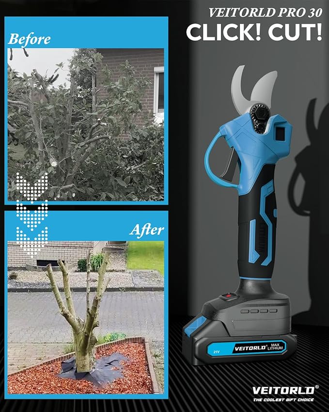 Electric Pruning Shears, 1.2" Cutting Diameter Portable Cordless Pruner with 2 * 2.0Ah Rechargeable Batteries & SK5 Blades, Garden Pruning Tool for Tree Branches, Gifts for Men Dad Him Christmas