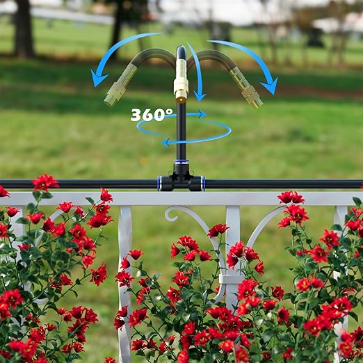 Drip Irrigation System 30 FT with 10 Nozzles, 360° Adjustable Bendable Garden Watering Misting System for Greenhouse, Yard, Lawn, Plant, Garden, 0.3 inch Hose