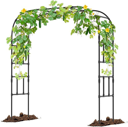 DoCred Garden Arch Trellis for Climbing Plants, 87 Inch Large Garden Trellises Outdoor Metal Plants Support Archway Arbor Tunnel Trellis for Vegetables Plant Decoration, Black