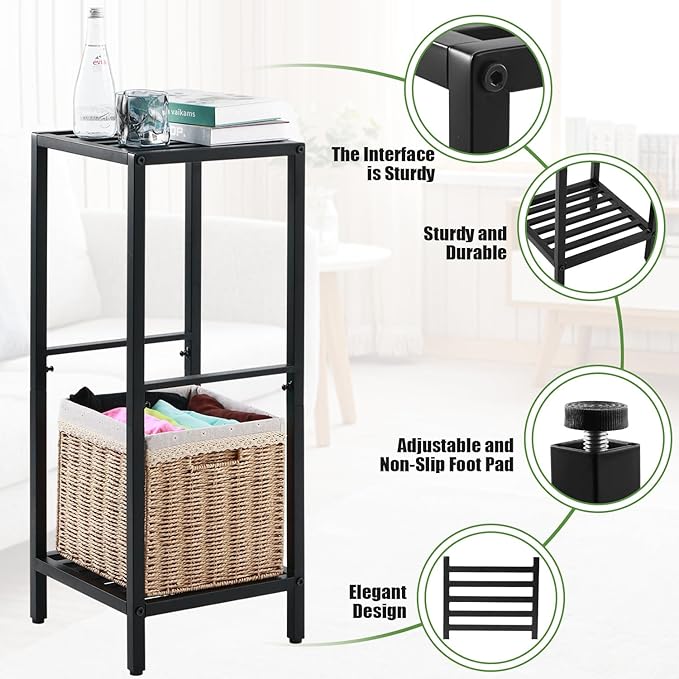 Party Zealot 2 Packs of 2-Tier Tall Metal Square Plant Stand 31” Heavy-Duty Modern Flower Pot Rack for Indoor Living Room, Corner Side Table for Outdoor Patio, Garden Planter Holder, Black