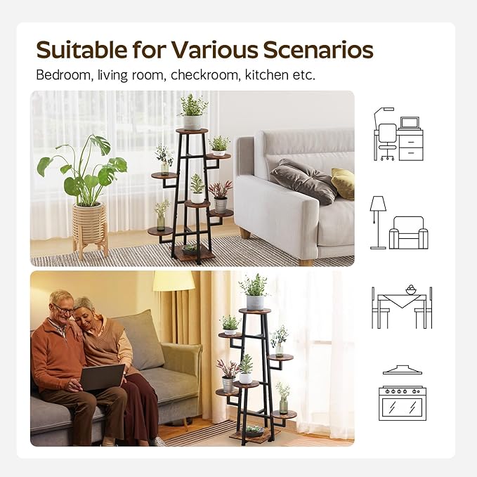 7 Tier Plant Stand Indoor, Tiered Plant Stands for Indoor Plants Multiple, Corner Flower Stand for Living Room, Multi-Layer Vintage Design Plant Shelf