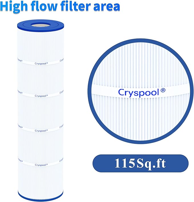Cryspool® 07080 Filter Compatible with Jandy CL460, CV460, A0558000, R0554600, PJAN115, C-7468, FC-0810, 4X115 sq.ft Pool Filter Cartridges, 4 Pack