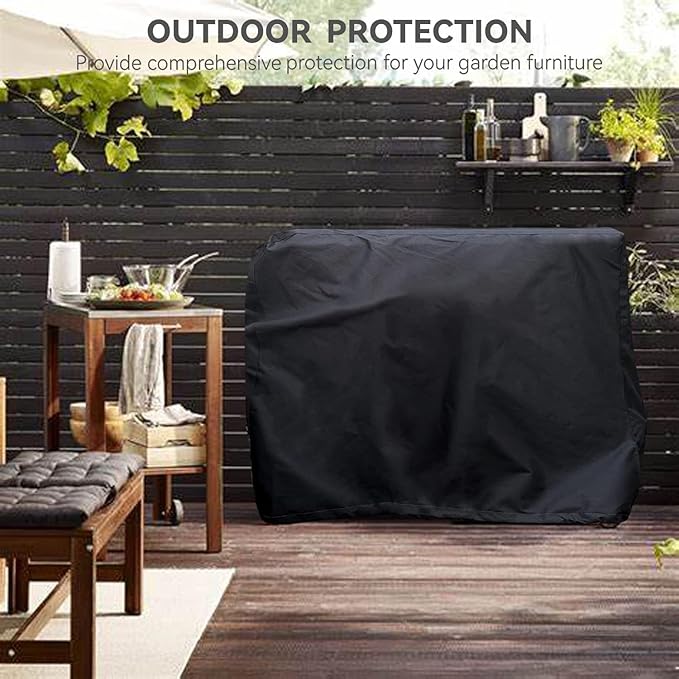 Outdoor Dining Table Cover - Heavy Duty Waterproof Cover for Patio Metal Steel Slat Table, Compatible 60" x 38" Black