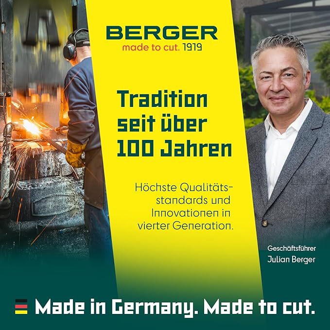 BERGER Grass Shear 2200 with self-Sharpening Blades Hand Grass Shear Made of Chrome-Plated Metal