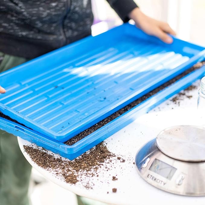 Bootstrap Farmer Microgreen 1020 Trays, Blue 10 Pack, Extra Strength with Holes Shallow Seed Plant Tray Grow Microgreens Wheatgrass Fodder Sprouting
