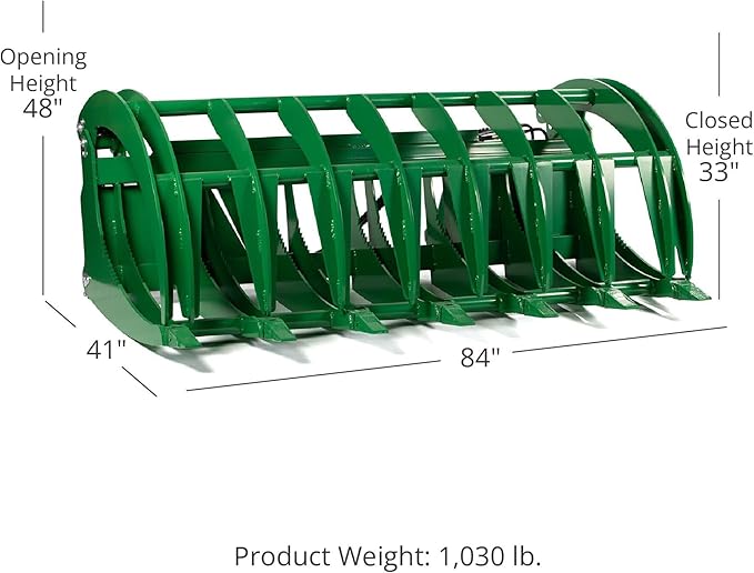 Titan Attachments Extreme Root Grapple Rake Attachment, Global Euro Connection, Heavy-Duty Rake Attachment, Twin 3,000 PSI Cylinders, Replaceable Forged Steel Teeth