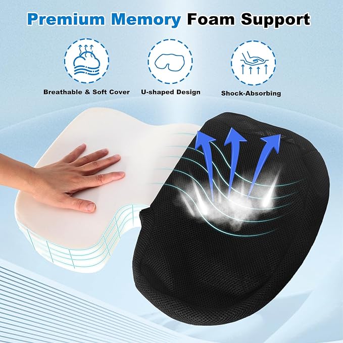 Lawn Mower Seat Cushion - Memory Foam Cushion for Riding Lawn Mower, Shock-Absorbing Seat Pillow for Long Hours of Operation, Ergonomic Cushions for Tailbone Pain Relief, Sciatica and Back Support