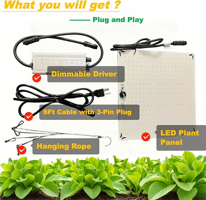 LED Grow Light Panel for Indoor Plants 100W Full Spectrum with White Blue Red UV IR LEDs for 4x4ft Coverage Grow Tent Greenhouse Veg and Bloom Seedlings Hydroponic