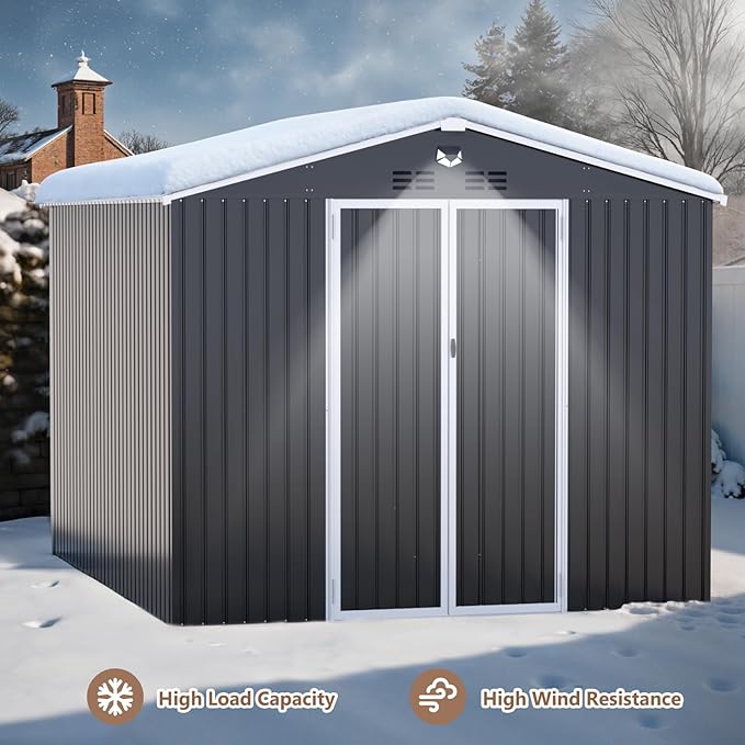10x12 FT Outdoor Storage Shed, Metal Sheds & Outdoor Storage, Waterproof Sheds with Lockable Doors for Backyard (No Window)