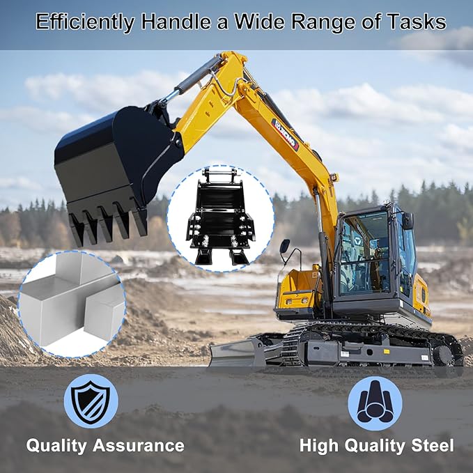 Mini Excavator Bucket, 200mm Narrow Digging Bucket, Span 90mm/3.54in Hole,Diameter 25mm/0.98in Backhoe Attachments, for Mini Excavators