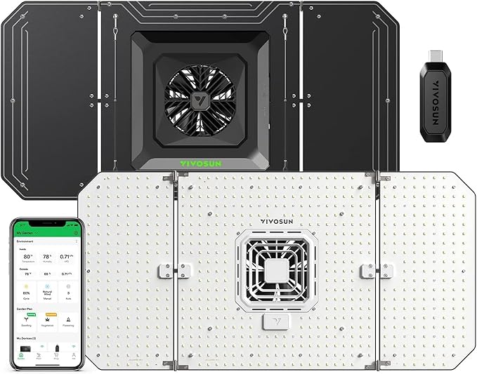 VIVOSUN AeroLight Wing AW200SE, LED Grow Light 200W with Integrated Circulation Fan & GrowHub Controller E25, Compatible with App & E42A, 2x4/3x3 Coverage, Establish an Intelligent Grow Environment