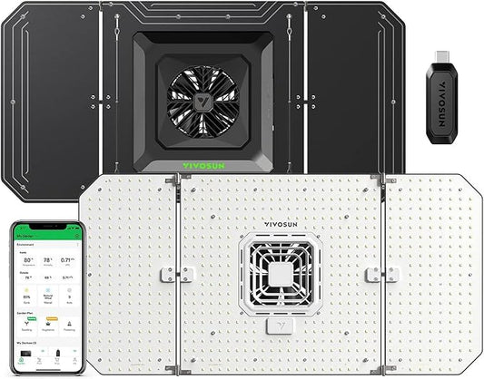 VIVOSUN AeroLight Wing AW200SE, LED Grow Light 200W with Integrated Circulation Fan & GrowHub Controller E25, Compatible with App & E42A, 2x4/3x3 Coverage, Establish an Intelligent Grow Environment