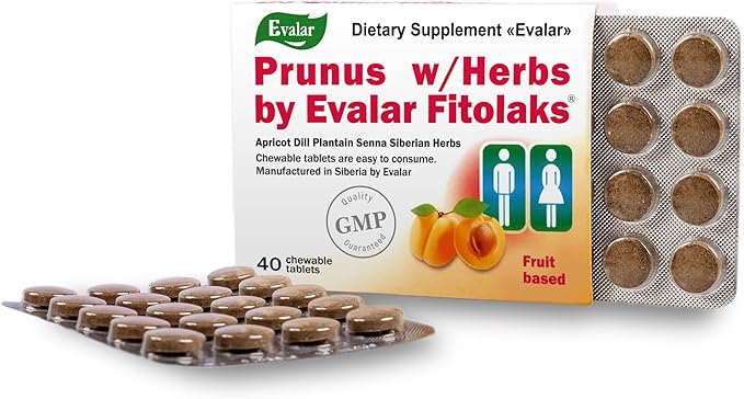 Apricot Dill Plantain Senna Siberian Herbs by Evalar Fitolaks 40 Tabs
