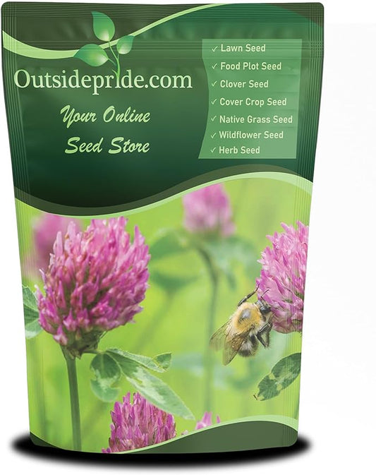 Outsidepride Perennial Red Clover Seeds - 1/4 lbs. Self-Seeding, Nitrocoated, Inoculated Clover Seeds for Lawn, Yard, Forage, Pasture, Hay, Nitrogen Fixation, Soil Improvement & Crop Rotation Programs