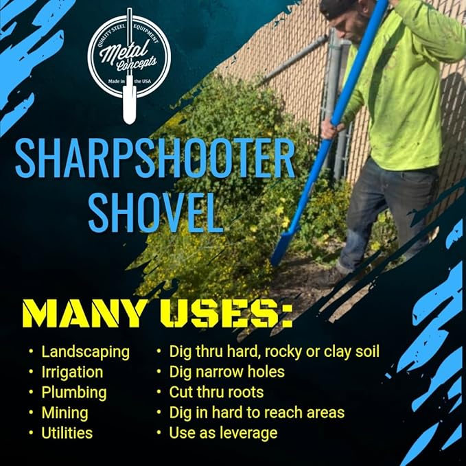Heavy-Duty All-Steel Sharpshooter Shovel - Weighted Long Handle and Hardened/Heat-Sharpened Chromoly 15 Inch Head