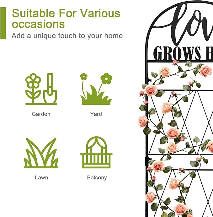 hogardeck 45 * 14 inch Metal Garden Trellis for Climbing Plants Flowers Outdoor,Heavy Duty,Black Coating Rustproof Trellis for Rose, Vegetable, Flowers, Perfect for Training Climbing Plants (1Pcs)
