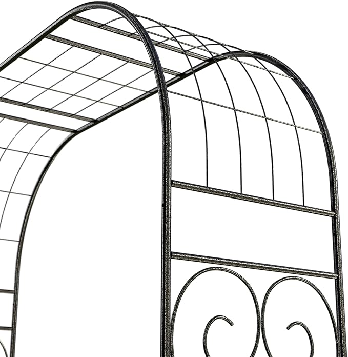 Jardineer Metal Garden Arbor,104.3-Inch Tall,Flat-Top Wrought Iron Outdoor Archway,Heavy-Duty Trellis for Climbing Plants,Perfect for Backyard Garden Entrance,Designed for Roses and Wisteria (Black)