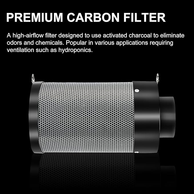 MELONFARM Air Filtration Kit 6", Built-in 14cm Fan Low Nois Carbon Filter with 12-Speed Controller, 8' Ducting, Cooling & Ventilation System for Grow Tents, Indoor Gardening, Hydroponics 6“x13.4