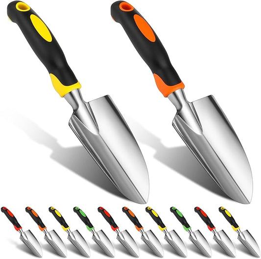 24 Pcs Garden Shovel Aluminum Alloy Heavy Duty Trowel Small Digging Shovels Metal Hand Trowel Spade with Soft Handle for Garden Lawn Yard Planting Tool (Wide Shovel,Yellow,Green,Orange,Red)